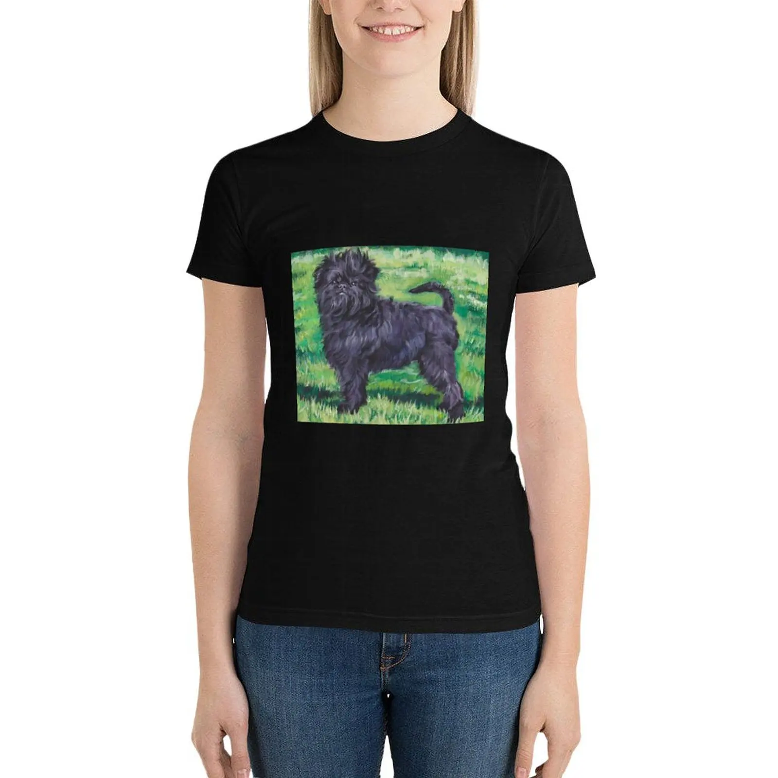 

Affenpinscher Fine Art Painting T-Shirt female lady clothes black t-shirts for Women