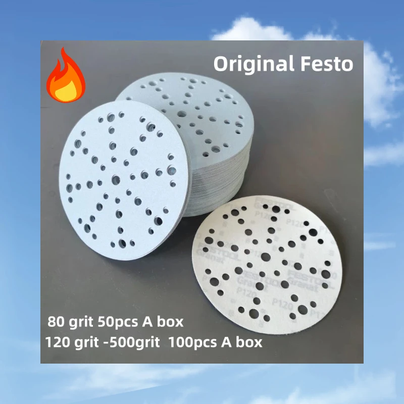 6 Inch 17/48 Holes Sandpaper Discs Assorted Grit 80-500，Wet Dry Hook & Loop Sanding Pads for Festool Orbital Sander Car Paint Gr