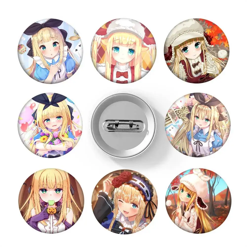 Anime Virtual Idol Mononobe Alice Round Badge Creative Brooch Clothing Backpack Accessories Lapel Pin