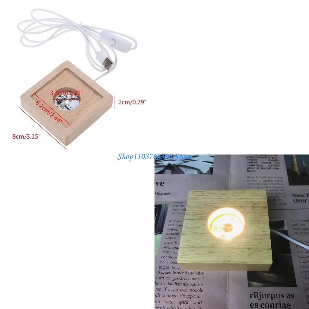 

Квадратное деревянное основание светодиодного ночника, красочное/белое/теплое дерево, подсветка дисплея, подставка для лампы с