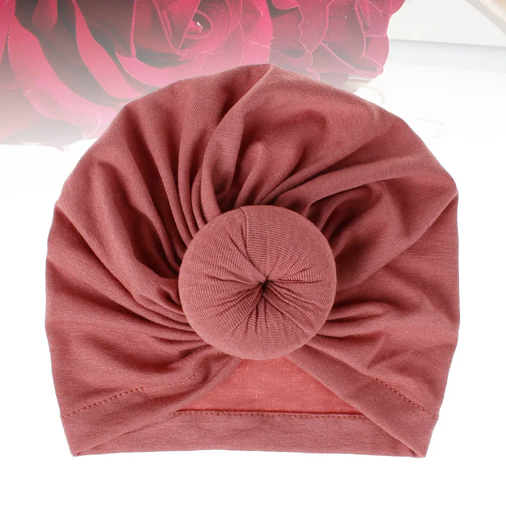 

Baby Hat Doughnut Cotton Knit Beanie Caramel Color Soft Breathable Cap Comfortable Headwear Baby Hat Cotton Cap