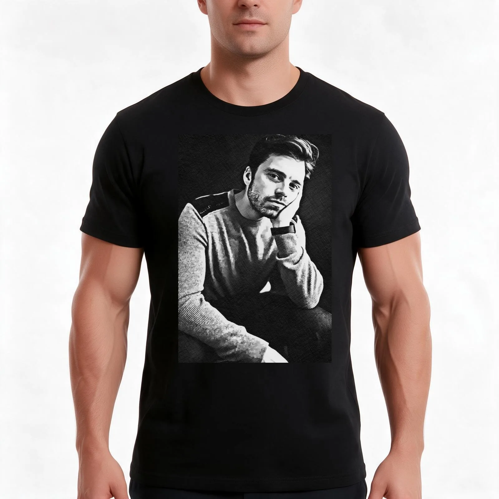 Bored Sebastian T-Shirt, Summer Casual Cotton Tee, Oversized Streetwear Tops, Vintage Graphic Print, Loose Fit Short Sleeve