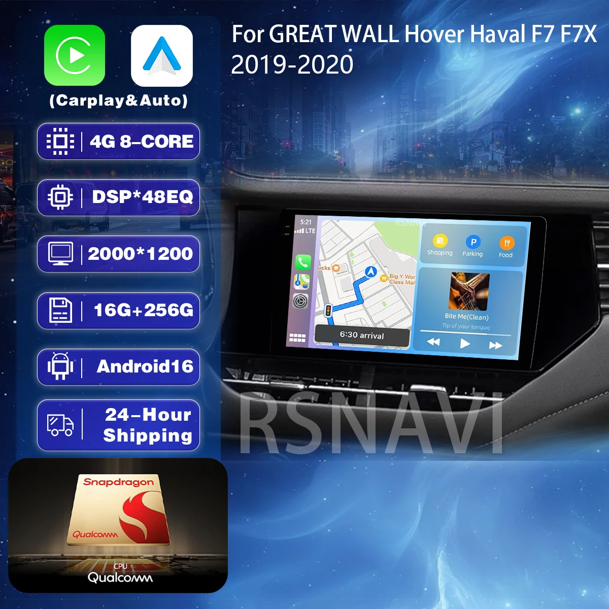 Android 16 Carplay Auto 2K Bildschirm Autoradio BT Multimedia-Player für GREAT WALL Hover Haval F7 F7X 2019 - 2020 Autoradio Stereo