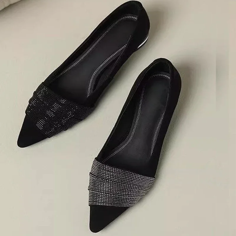Chaussures simples polyvalentes pour femmes, nouvelle mode d'été, semelle souple, bout pointu, talon bas, bouche peu profonde