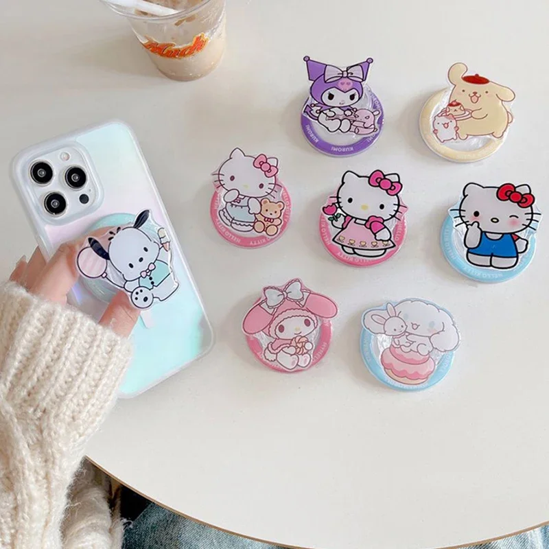 

Sanrio Hello kitty Magnetic Phone Holder Cute Cartoon Kuromi Melody Phone Bracket for iphone Samsung Expanding Stand and Grip