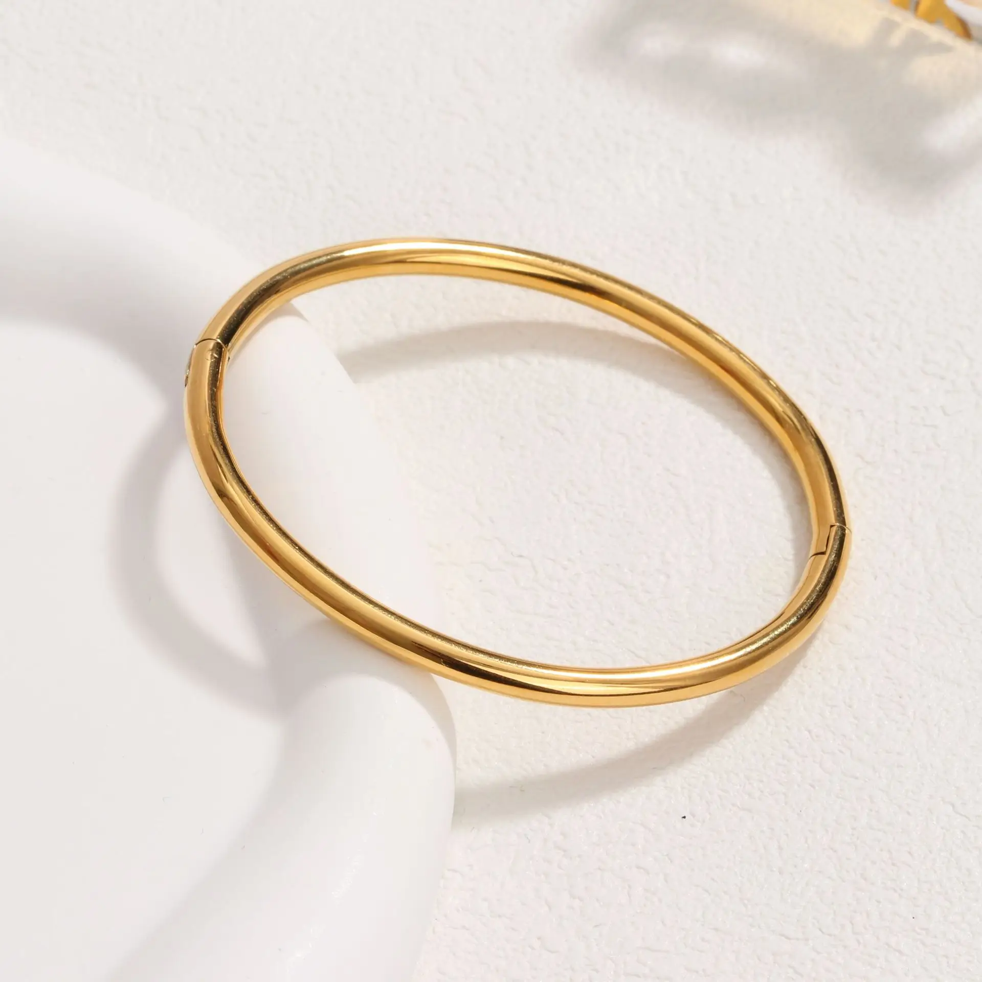 1 PCs Light Luxury Temperament Stainless Steel Gold And Silver Does Not Fade Simple Plain Face Bracelet