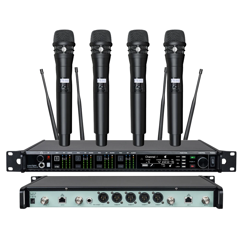 

E/AD4Q Professional Wireless Microphone 4 Channel UHF Studio Microphones Professional Mic AD4Q