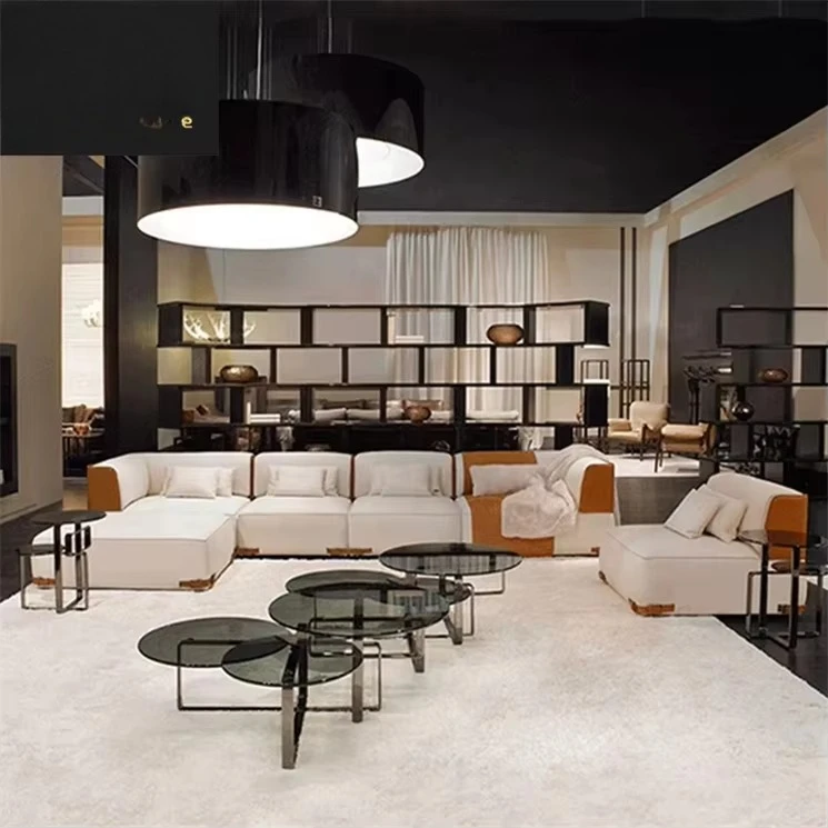Marriage Personal Tufted White Sofa L Shape Comfortable Modern Modular Combination, Furniture Leather Sofa