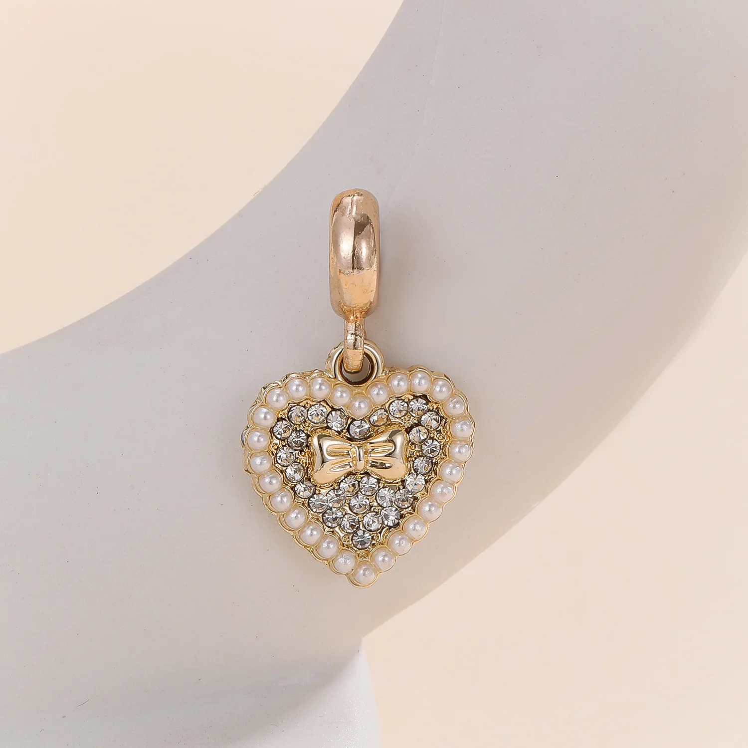 New DIY bow bracelet, heart-shaped pendant, full-diamond pearl accessories, stringing beads, beaded jewelry pendant, material