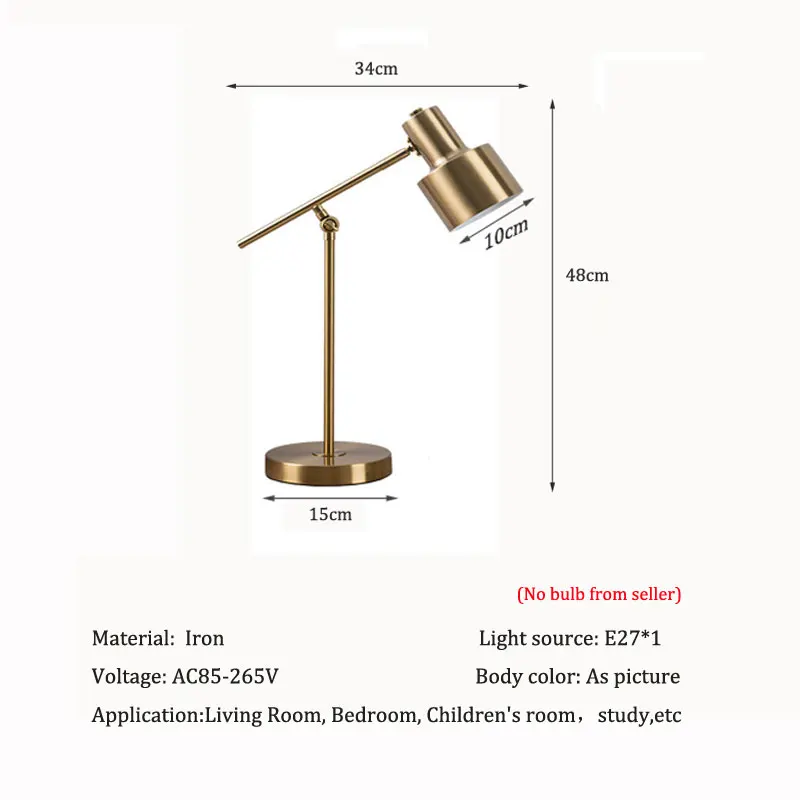 Nordic Bedroom Bedside Table Lamp Style Simple Modern Iron American Luxury Hotel Study Reading Decorative Table Light