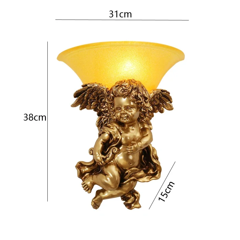 Angel Baby Kids Wall Lamp Sconces Gold LED Lighting Fixture for Living Room Bedroom Wall Mirror Light Art Home Luminaria Decor