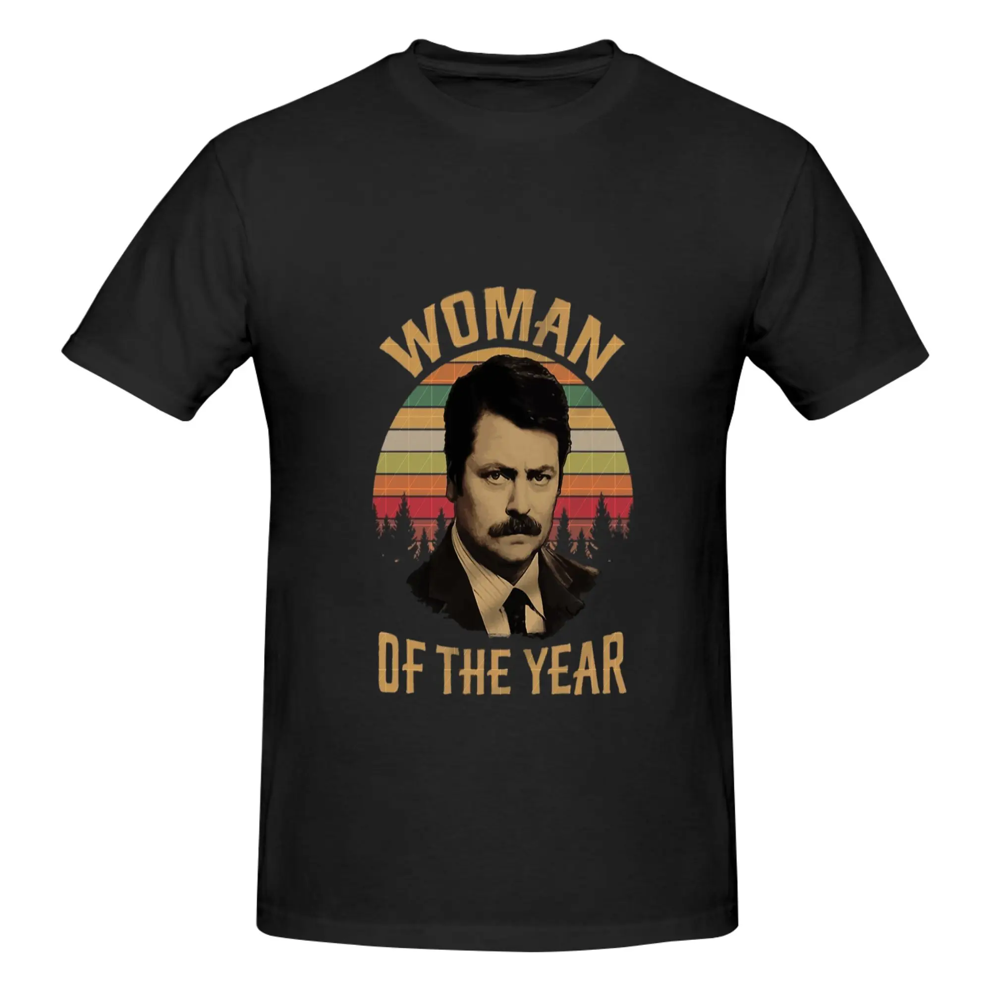 Funny Woman of The Year Vintage Retro Ron Swanson Parks and Recreation Essential Men's Printed T-Shirt Unisex T shirtBasketball