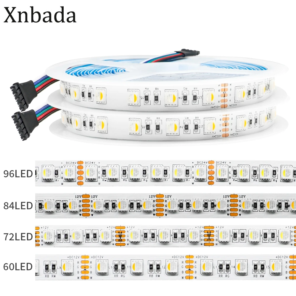 

Highlight Led Strip 5050 SMD 4IN1 RGBW RGBNW RGBWW 60/72/84/96Leds/m Flexible Light Ribbon Tape DC12V/24V