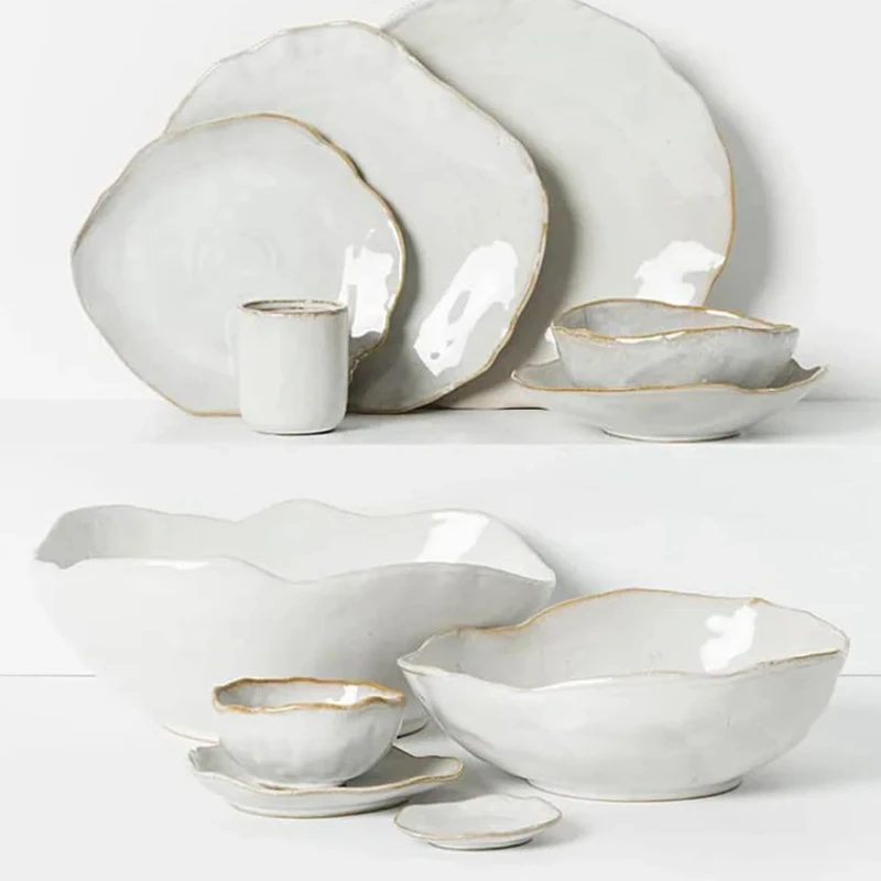 

Dinner Plate Set - Rice, Soup, Noodle & Sushi Bowls with Sauce Dishes and Western Steak Plates for Versatile Dining
