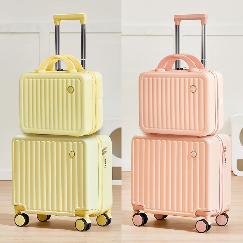 

Ultra-Light Small 8-Inch Lage Carry-On Fem Sle Faion Trend Zipper Closure Wheel Suitcase Travel Box with Handle