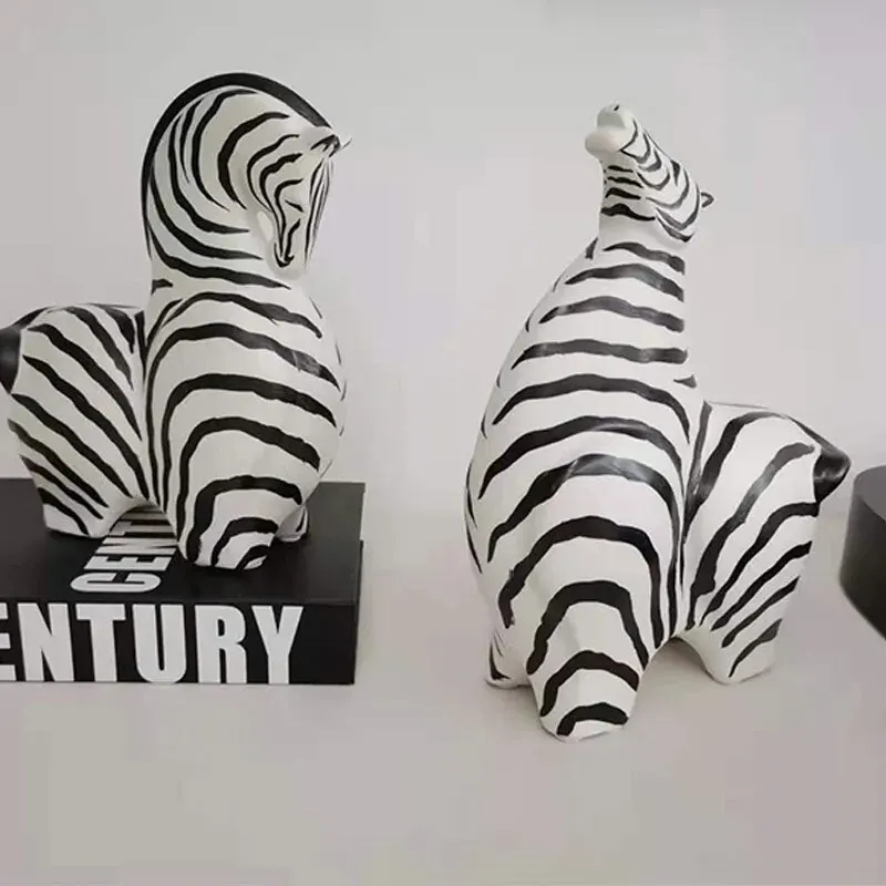 Imagem -04 - Resina Zebra Estátua para Decoração Estatuetas Animais Office Crafts Presentes Home Acessórios