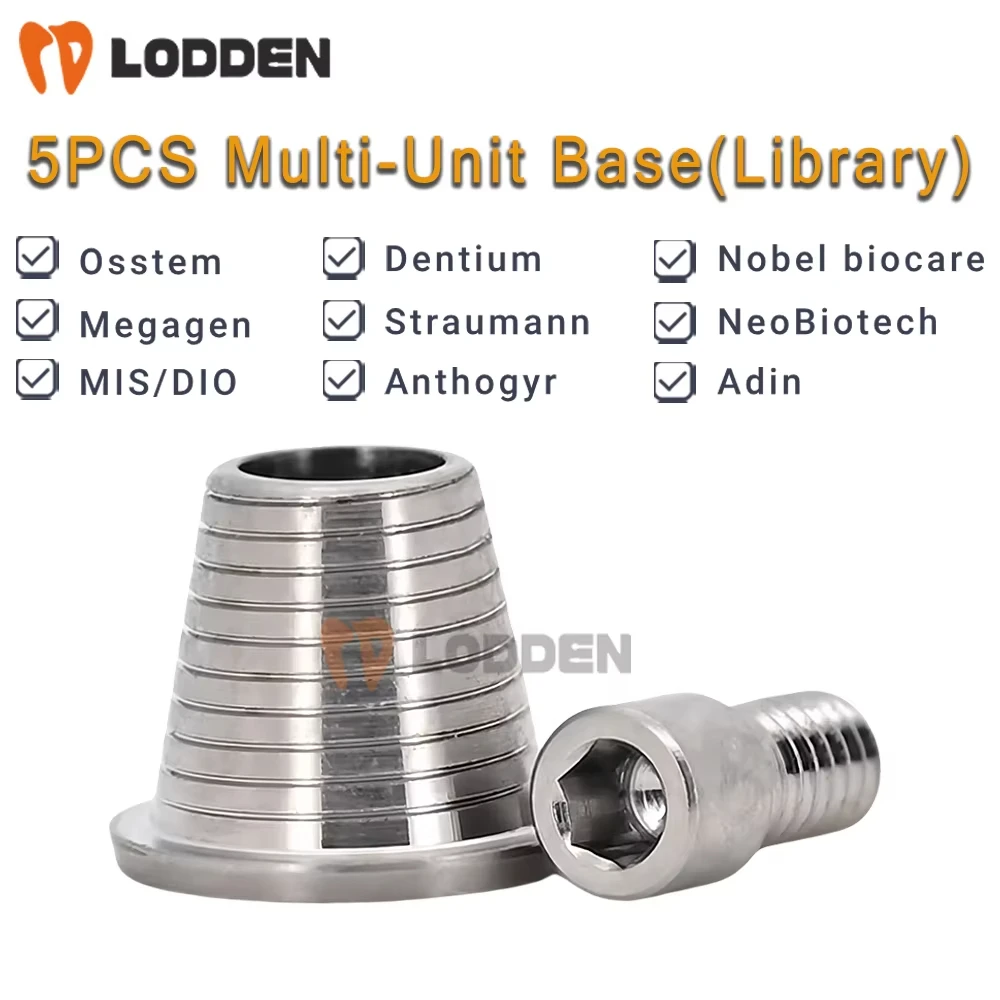 

5PCS Dental Multi Unit Base gift Bridge Screw for Osstem/Dentium/Dio/Megagen/NeoBiotech/Strauman with Library Dental MU Ti Base