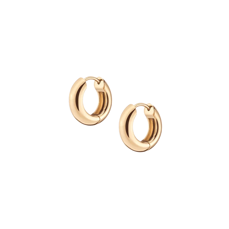 

CxsJeremy 14K 585 Yellow Gold 4.5MM Width Small Gold Chunky Hinged Hoop Earrings Hoops Smooth Polished Circle for Women Jewerly