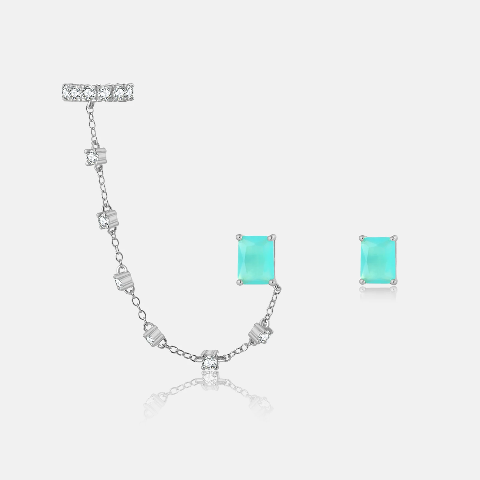 

VEWANT Women 925 Sterling Silver Cuff Zircon CZ Chain Gems Drop Earring Women Clips Luxury Fine Jewelry 2023 Jewels