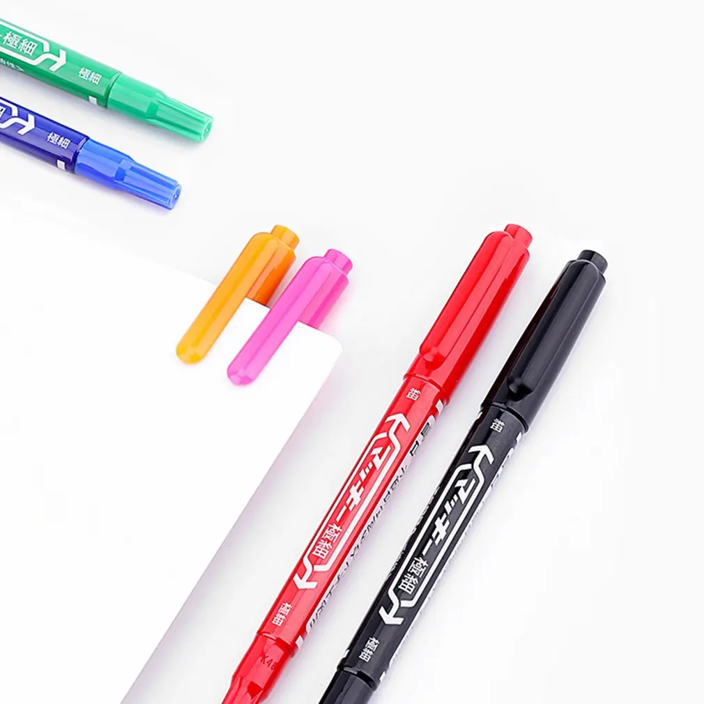 حار المزدوج فرشاة ماركر دائم الملونة المزدوج تلميح 1.5/1.0 أسود أزرق أحمر الفن الطلاء ماركر أقلام طالب مدرسة مكتب القرطاسية