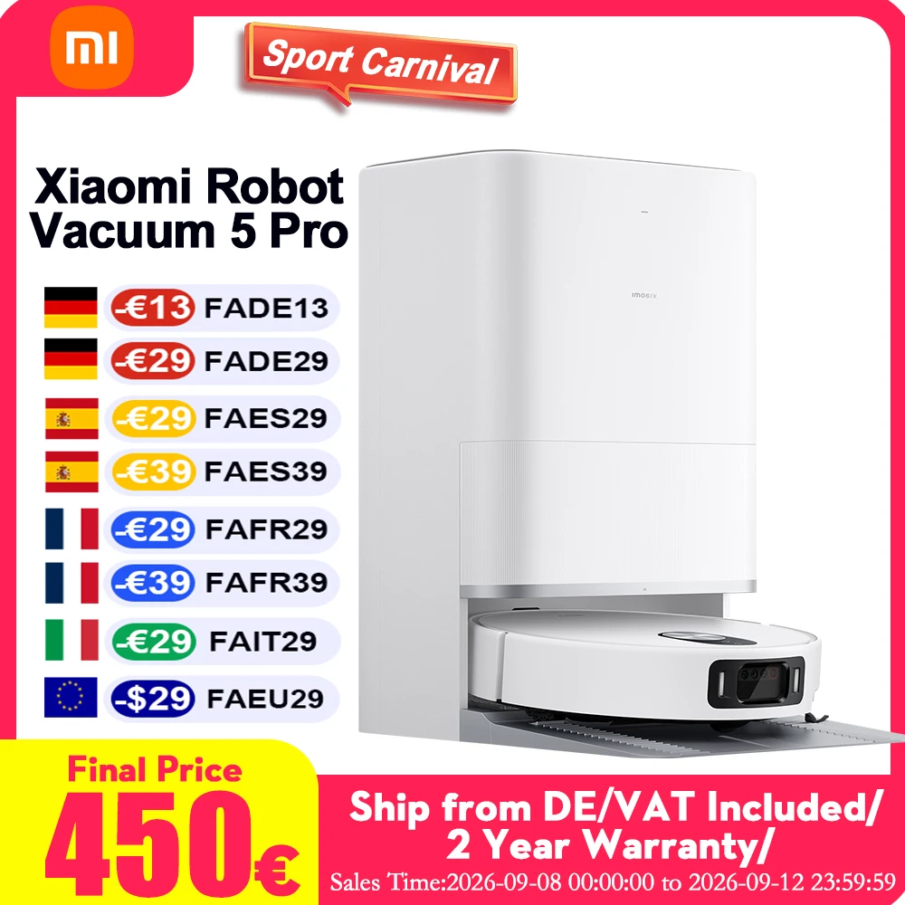 Xiaomi Robot Vacuum Cleaners 5 Pro ( X20+ Upgrade Version )Deep Clean AI Triple-camera Housekeeper Self-cleaning Base Station Free Your hands