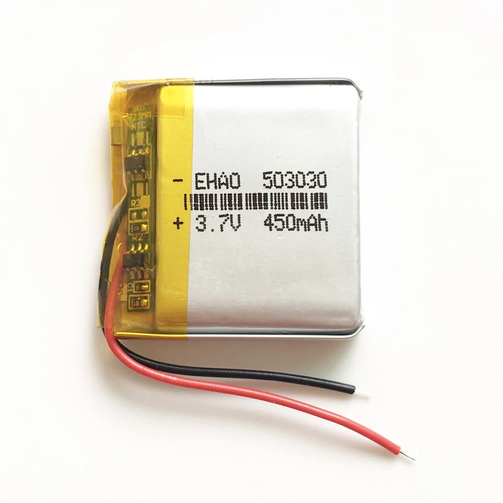 EHAO 503030 3.7V 450mAh Lithium Polymer LiPo Rechargeable Battery For Mp3 PAD DVD E-book bluetooth smart watch headset 5*30*30mm