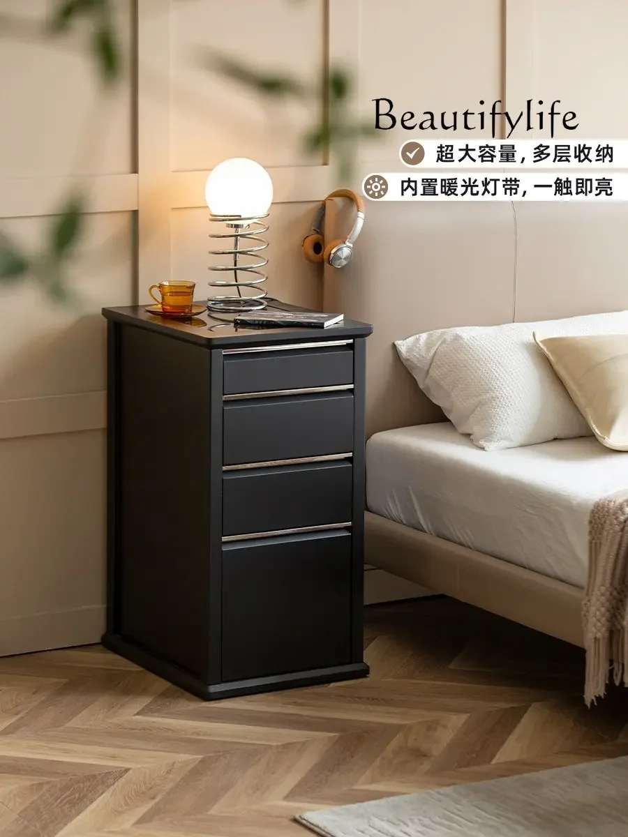 

muebles para hogar Nordic Light Luxury High Bedside Table Modern Minimalist Storage Cabinet Advanced Creative Bedside Locker