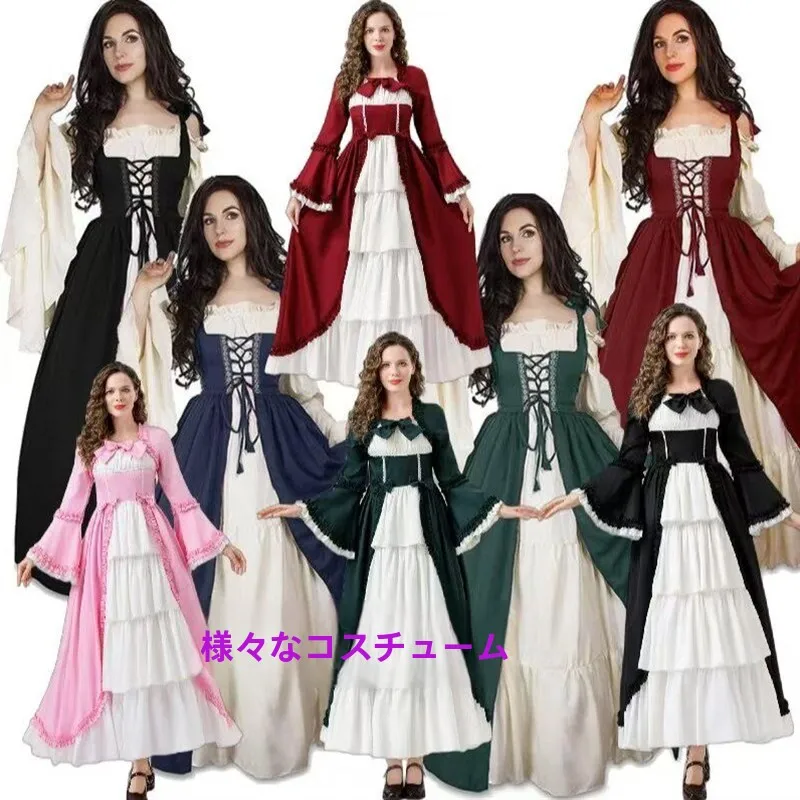 

Halloween Queen Goddess Court Princess Vintage European Style Performance Costume Stage Drama Play Outfit Women's Ethnic Wear