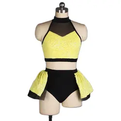 Child & Adult Lyrical, Contemporary Dance Costume Set Halter Neck Bra Top and Seperate Back Panel Skirt 4 Colors 20507