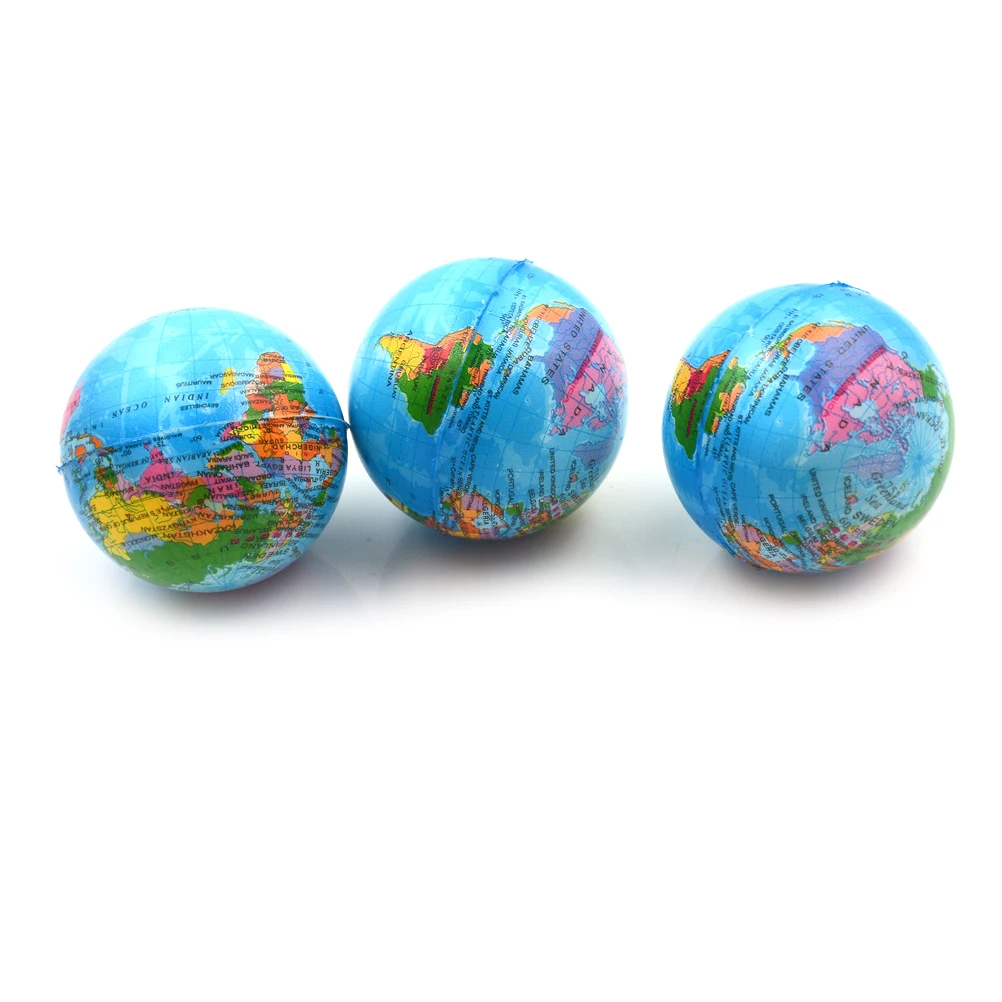 7.6 CM Stress Relief World Map Foam Ball TOY Palm Ball Planet Earth Ball PU Rubber Ball Best Educational Toys for Students