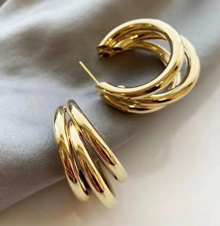 Trend Korean Gold Color Metal Twine Earrings For Woman Elegant 925 Needle Stud Earrings Statement Minimalist Custom Jewelry