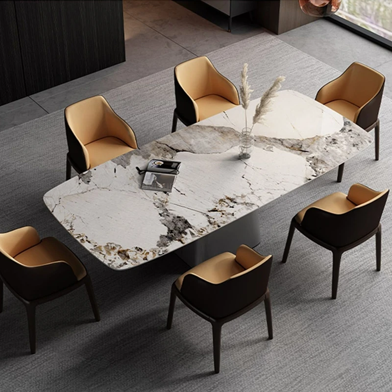 

Northern Europe Dining Table Light Luxury Center Marble Dining Table New Rectangular Simple Modern Kitchen Furniture GPF50YH