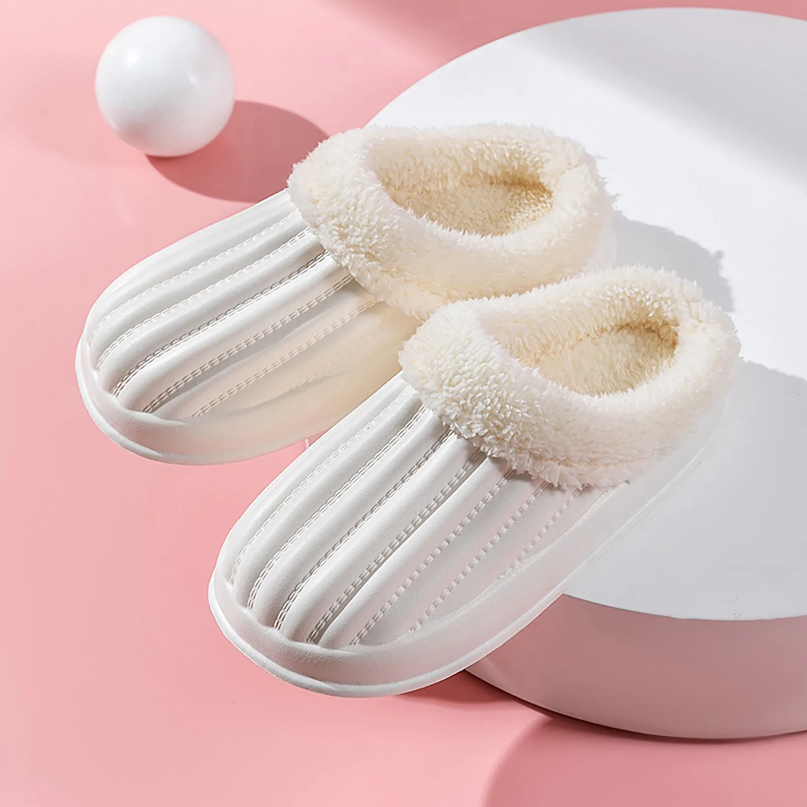 Waterproof Non-Slip Home Slippers Winter Warm Home Women Indoor Cotton Non-slips Ladies Soft Slippers Memory Foam Couples Shoes