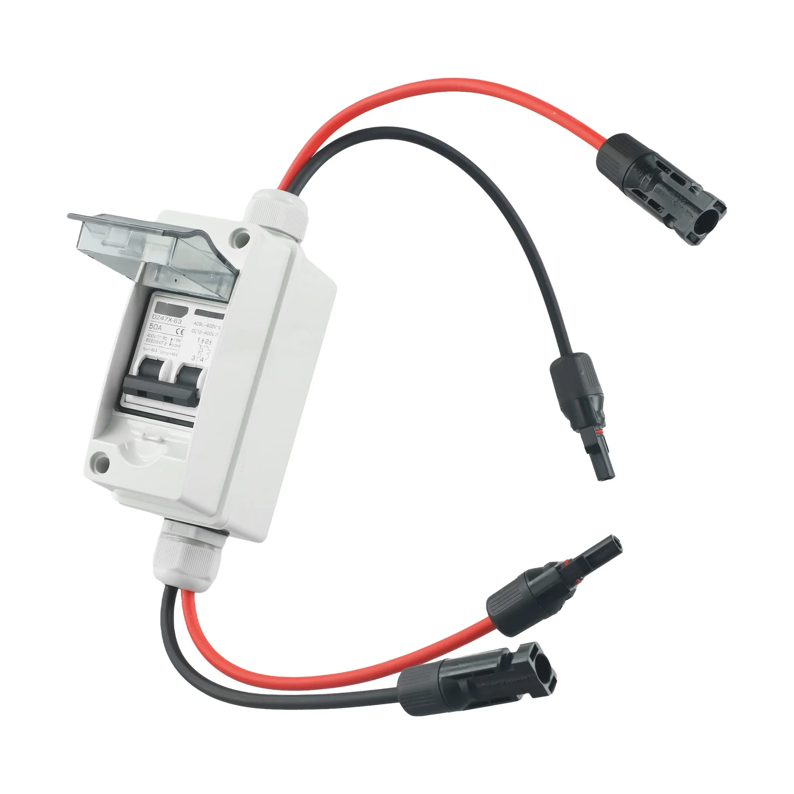 Solar Panel Disconnect Switch DC 400V 2 Pole IP65 Waterproof Circuit Breaker Box With MC Connectors For PV Array And RV System