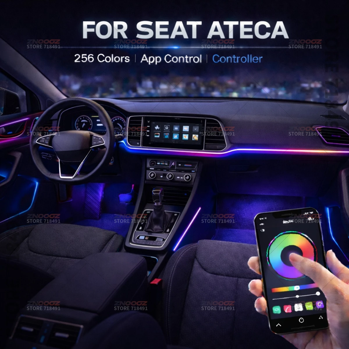 

22in1 RGB Car Interior Acrylic Car Ambient Lights RGB Hidden Acrylic Strip Decoration Atmosphere Accessories For SEAT Ateca
