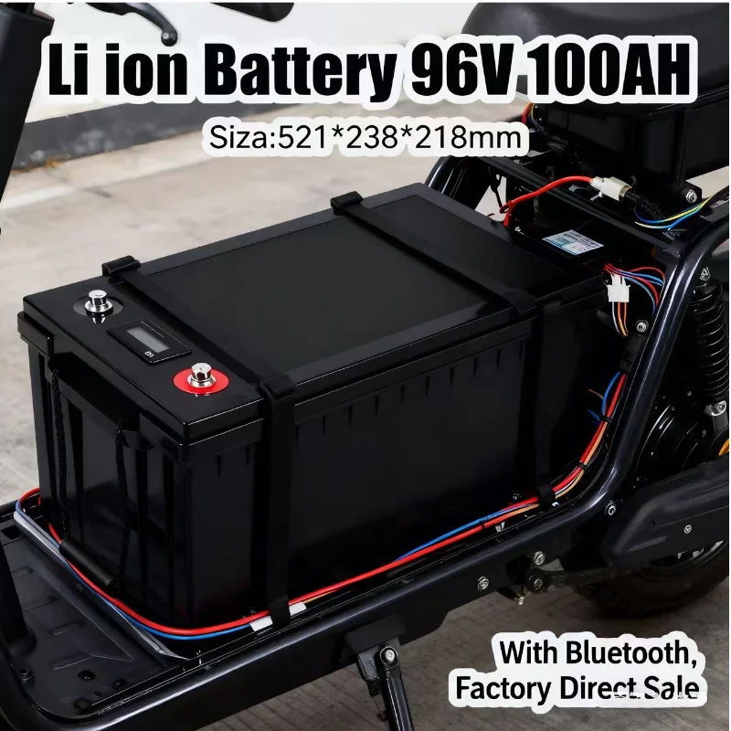 96V 100Ah Lithium Ion Rechargeable Battery for Car Bus Golf Trolley RV AGV Marine Tourist Vehicle Waterproof with 10A Charger