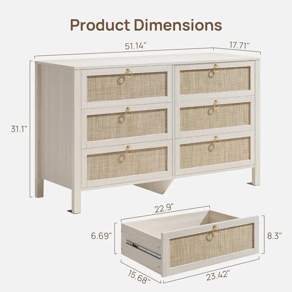 보헤미안 스타일 51 화이트 드레서, 침실, 거실 또는 복도용 대형 수납 공간