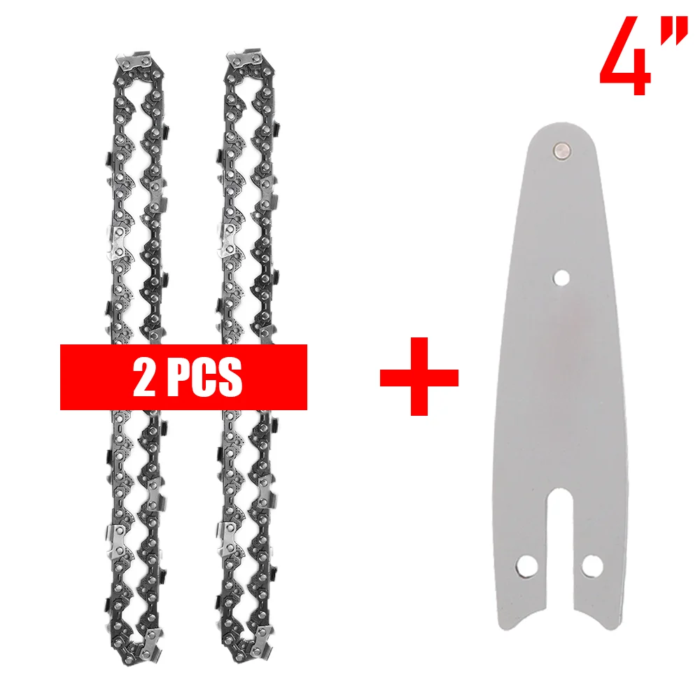 Set di catene e piastre guida da 4 pollici/6 pollici per mini motosega Sostuzione catena per sega elettrica a batteria Catene affilate per taglio di rami di legno  1420