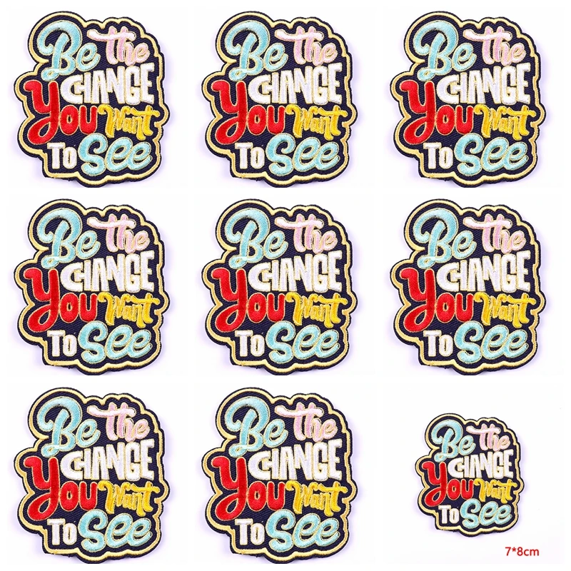 10PCs/Lot Words Patch Iron-On Patches For Clothing Girl Power Embroidered Patches On Clothes Slogan Clothes Stripes With Iron