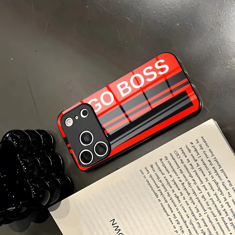 Capa de Celular H-Hugo B-Boss de Vidro para iPhone 17 Air 16 com Imagens Personalizadas DIY 15 17 14 Pro Max 13 12 11 X XS XR Plus e para Samsung S25 S2
