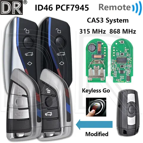 Great Modified Keyless Go Car Key For BMW 1 3  5 6 X5 X6 Z4 E90 E91 E92 E93 E60 E61 E70 ID46 PCF7945 315/868 FSK CAS3 CAS3+