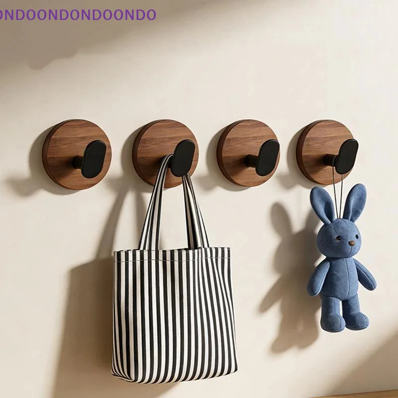 Self-Adhesive Rustic Wooden Wall Hooks Easy Install Natural Wood Coat Hangers for Towel Jacket Entryway Home Decor