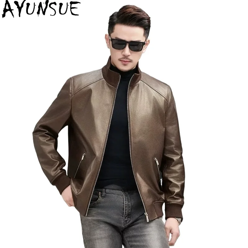 AYUNSUE 100% Genuine Leather Jacket Men High Quality Top Layer Sheepskin Real Leather Coat Fashion Thin Man Clothing jaquetas