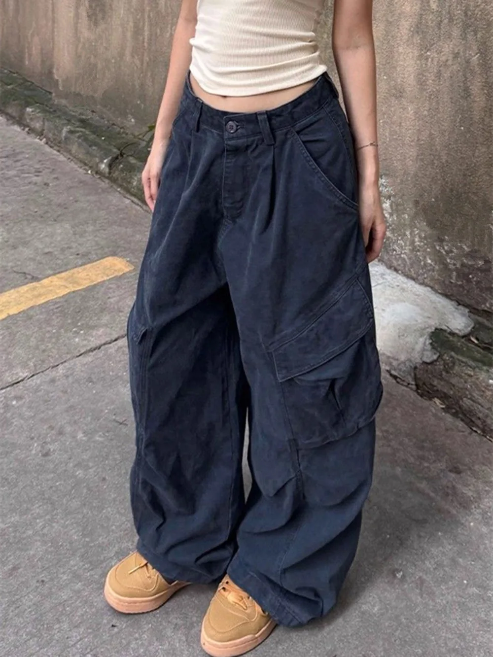 بنطال ذو قصة أرجل واسعة شرابة مرونة الخصر مستقيم المرأة الشتاء الشنيل طبقة مزدوجة قسط Ins نمط أفخم بطانة حزام الدفء