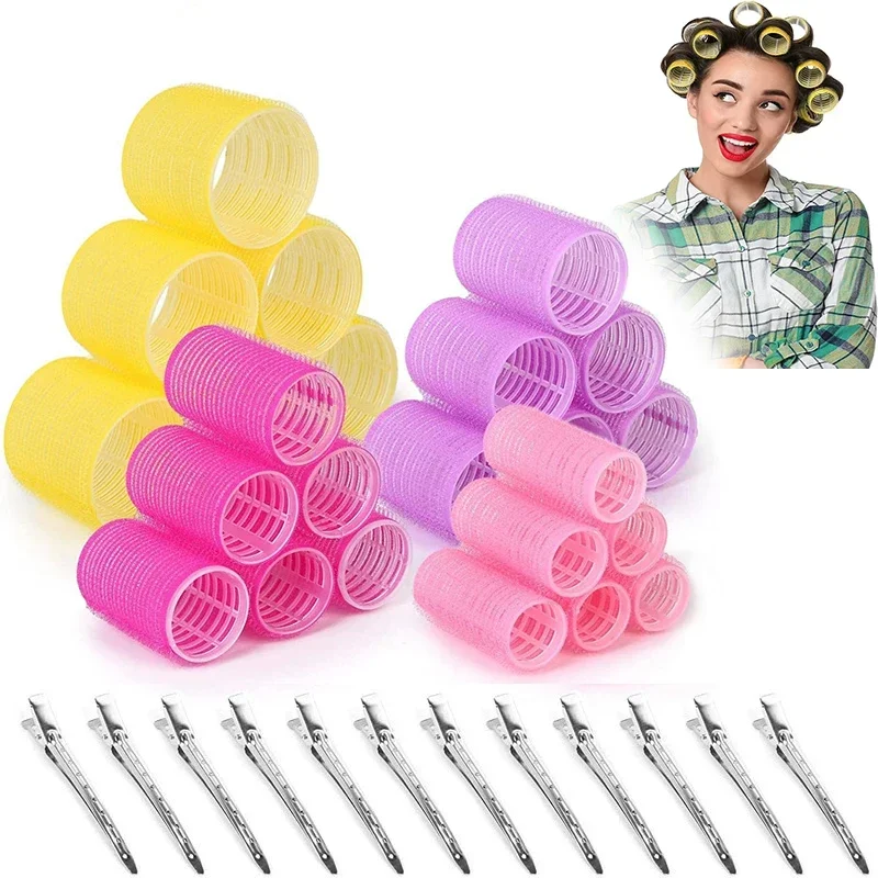 6 stücke Selbst-Grip Lockenwickler Heatless Lockenwickler Keine Hitze Haar Pony Volumen Selbst-klebe Haken & Schleife DIY Styling Werkzeuge
