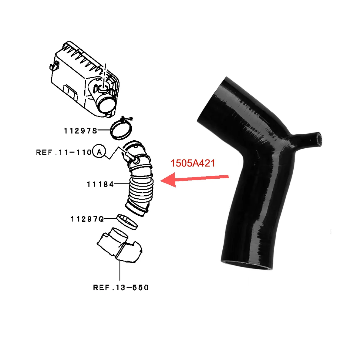 Air Cleaner Throttle Intake Hose 1505A421 1505A524 For Mitsubishi Galant Lancer 1.8 CX3A 4B10, 2.0L CX4A 4B11, 2.4L CY5A 4B12