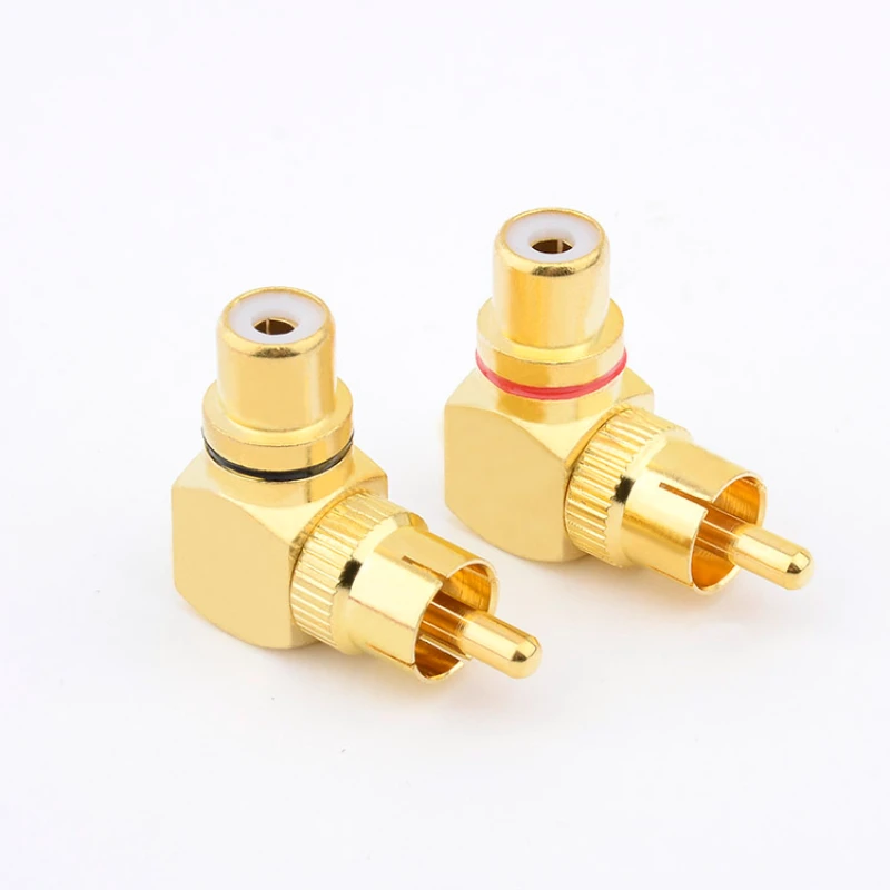 Audiophile RCA Male To Female Plug Copper 90 Degree Angle Audio Adapter