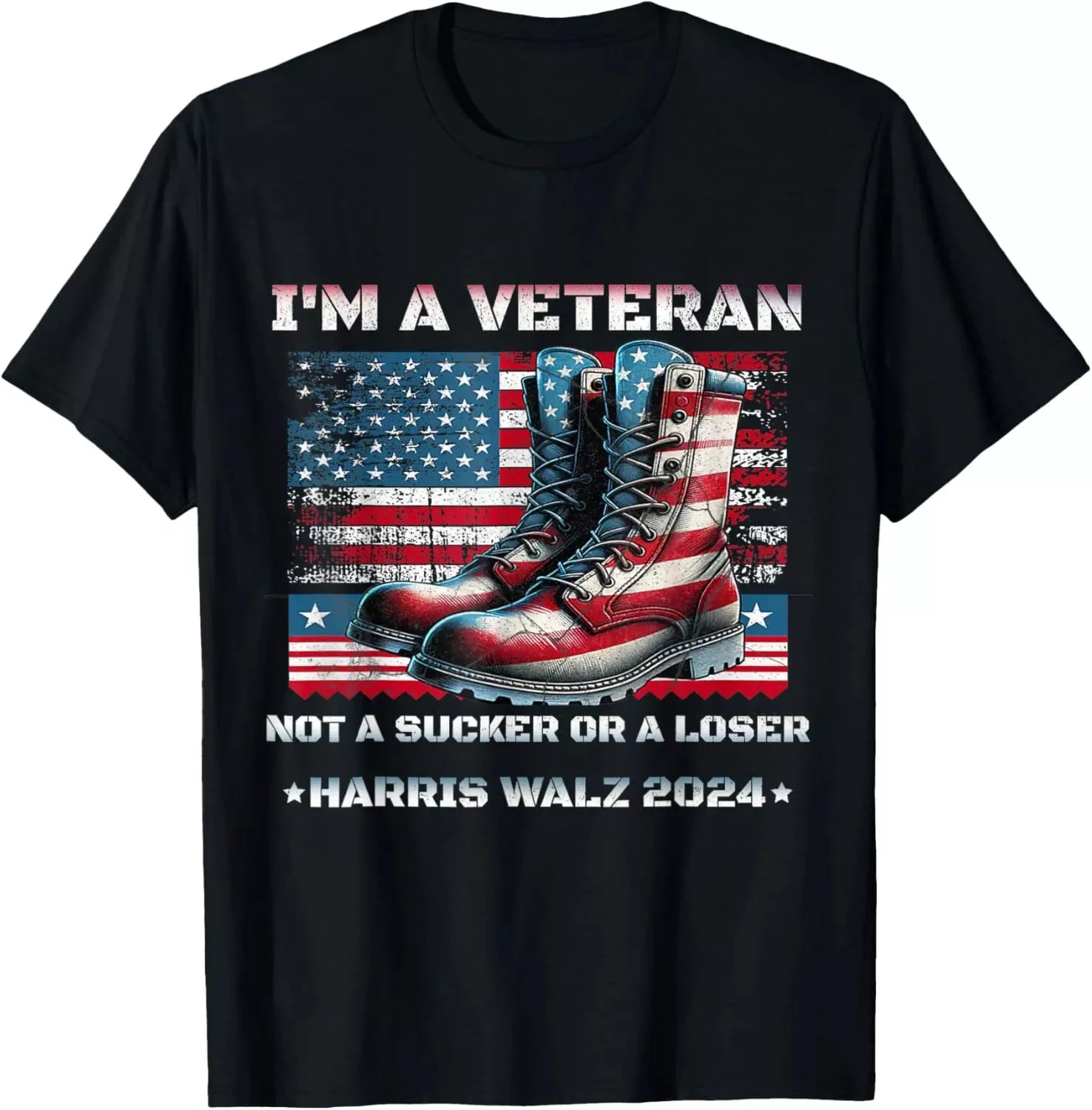 

Veterans for Kamala Harris Tim Walz 2024 Election USA Flag T-Shirt