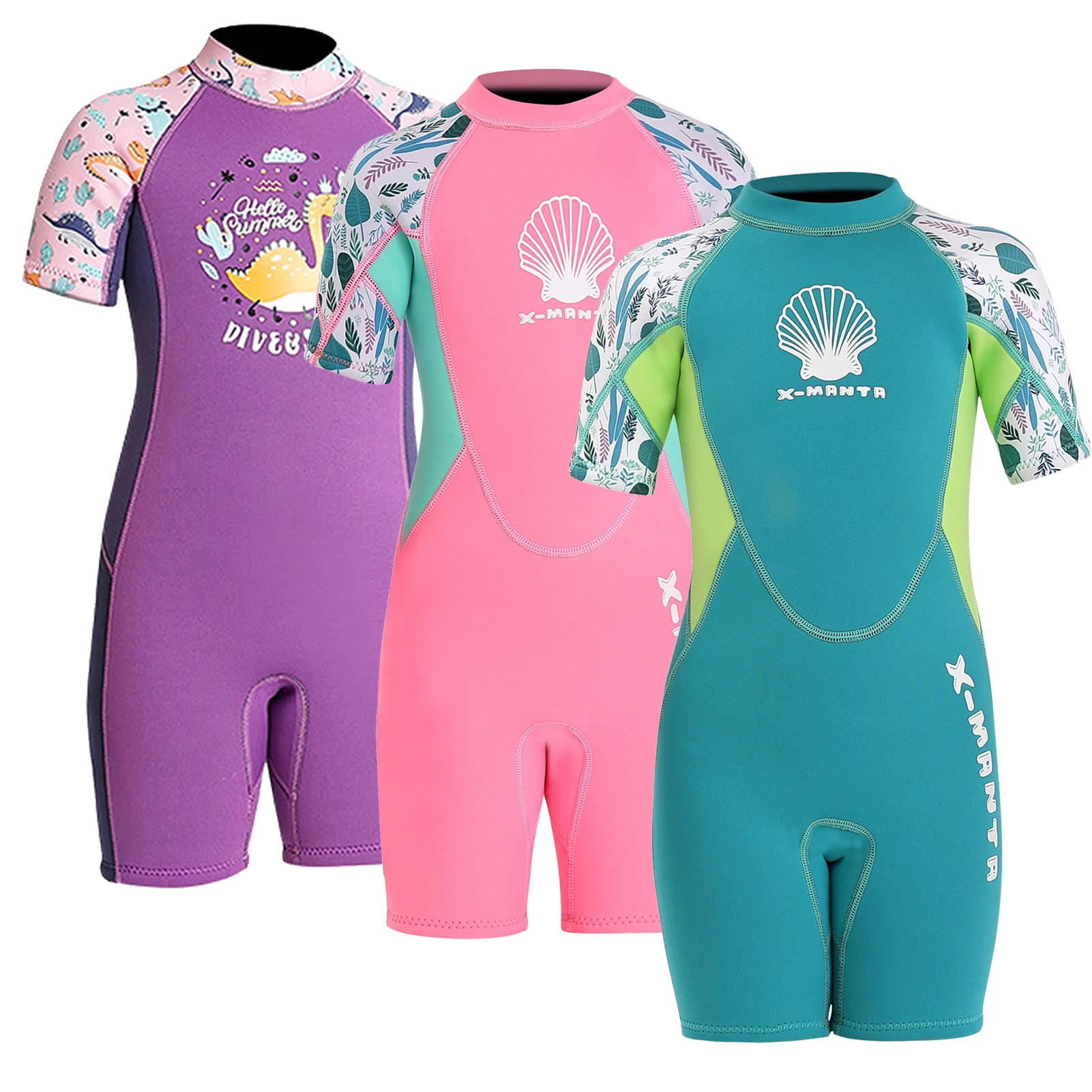 Girls Wetsuit 2.5MM Neoprene One-Piece Diving Suit Children's Swimsuit Printed Warm Anti-UV Surfing Jellyfish Clothing Swimwear