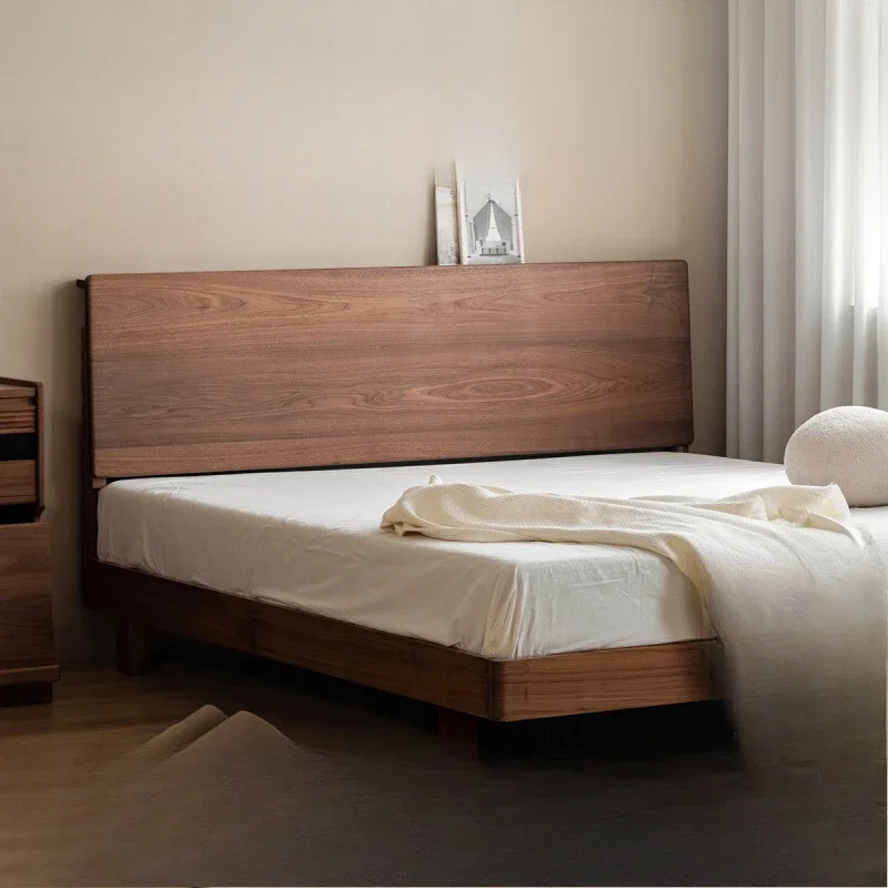

North American black walnut bed, all solid wood master bedroom Japanese-style double 1.8-meter log bed